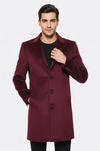 Burgundy Slim Fit Peak Wide Lapel Long Coat – Wessi