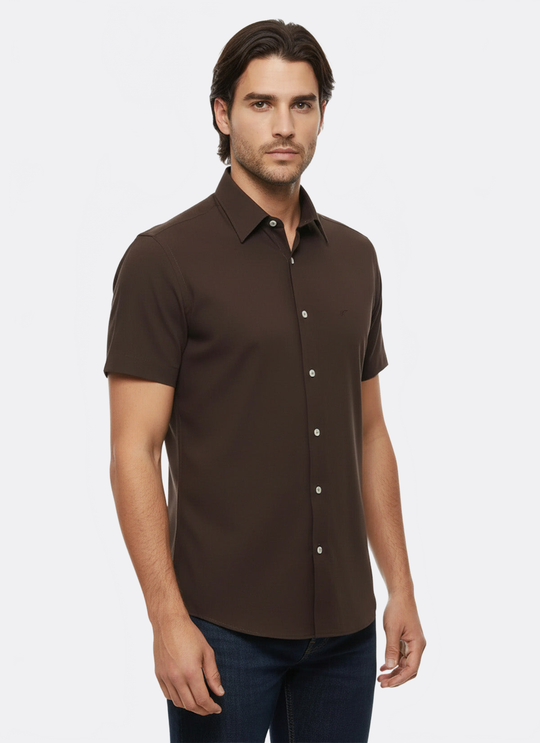 Men's Brown Slim Fit Short Sleeve Shirt – Wessi