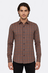 Men's Brown Slim Fit Plaid Cotton Shirt | Wessi
