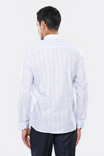 Slim Fit Sky Blue Plaid Cotton Shirt — Wessi