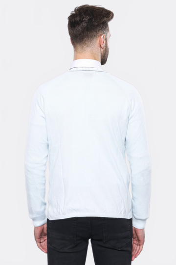 Ice Blue Slim Fit Cotton Cardigan – Wessi