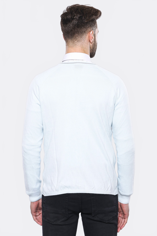 Ice Blue Slim Fit Cotton Cardigan – Wessi