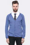 Sky Blue Slim Fit Cotton Cardigan – Wessi