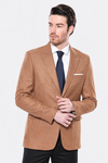 Men’s Orange Micro-Check Slim Fit Peak Lapel Sport Blazer