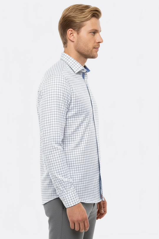 Men's Blue Plaid Slim Fit Shirt | Wessi