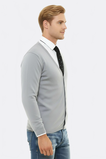Grey Slim Fit Cotton Knit Jumper | Wessi