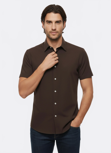 Men's Brown Slim Fit Short Sleeve Shirt – Wessi