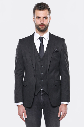 Men’s Smoked Grey Slim Fit 2-Piece Blazer & Waistcoat Set