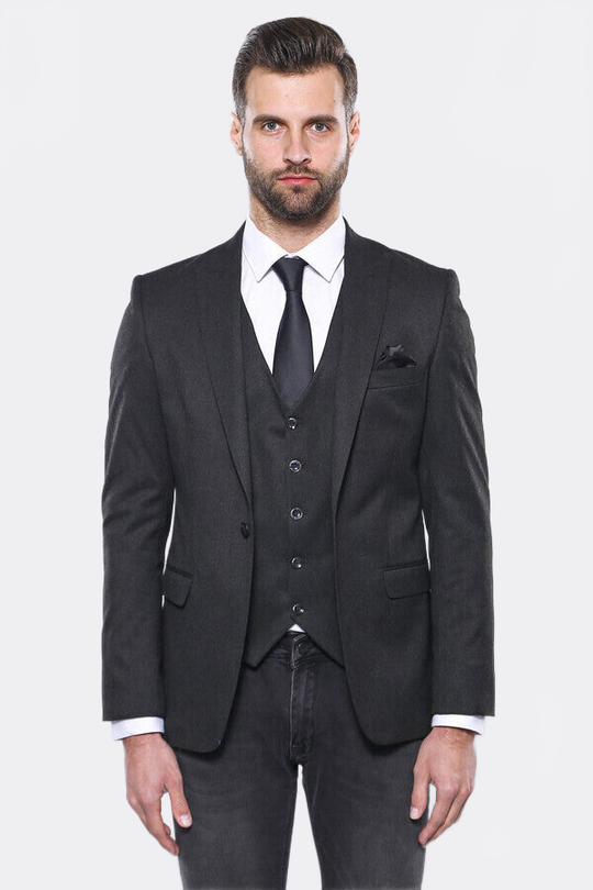 Men’s Smoked Grey Slim Fit 2-Piece Blazer & Waistcoat Set