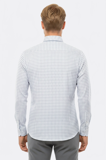 Men's Blue Plaid Slim Fit Shirt | Wessi