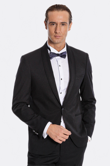 Men's Midnight Navy Micro-Textured 2-Piece Slim Fit Tuxedo with Shawl Lapel