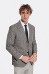 Men’s Obsidian Black Checked Slim Fit Single Breasted Smart-Casual Blazer