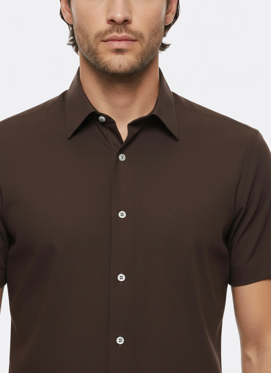 Men's Brown Slim Fit Short Sleeve Shirt – Wessi