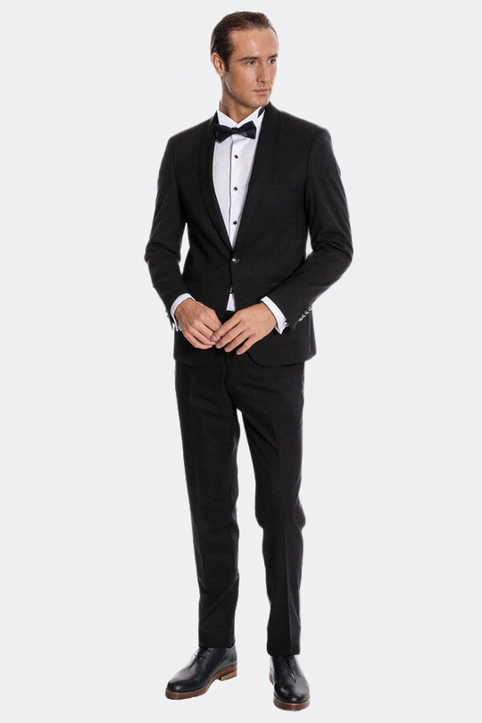 Men's Midnight Navy Micro-Textured 2-Piece Slim Fit Tuxedo with Shawl Lapel
