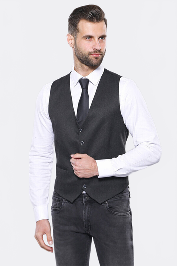 Men’s Smoked Grey Slim Fit 2-Piece Blazer & Waistcoat Set