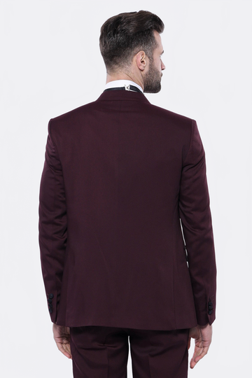 Men's Garnet Burgundy Slim Fit 3-Piece Tuxedo with Detachable Lapel