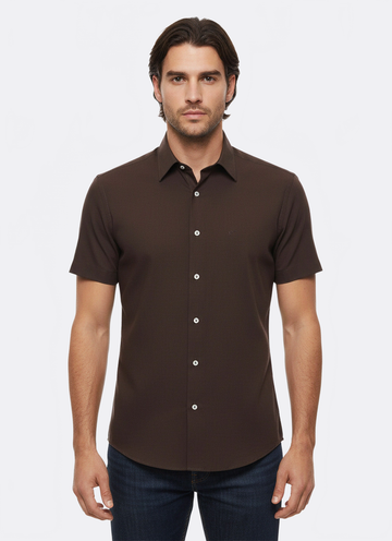Men's Brown Slim Fit Short Sleeve Shirt – Wessi