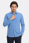 Men's Blue Cotton Satin Slim Fit Shirt – Wessi