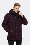 Burgundy Slim Fit Detachable Hood Felt Overcoat – Wessi