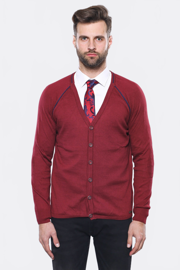 Burgundy Slim Fit Cotton Cardigan – Wessi