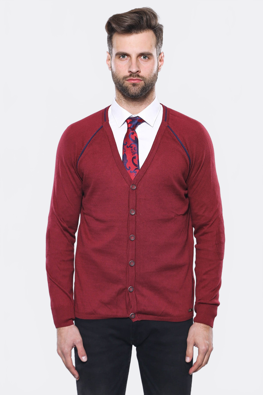Burgundy Slim Fit Cotton Cardigan – Wessi