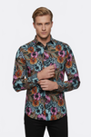 Men's White Slim Fit Floral & Leopard Print Multicolour Shirt | Wessi