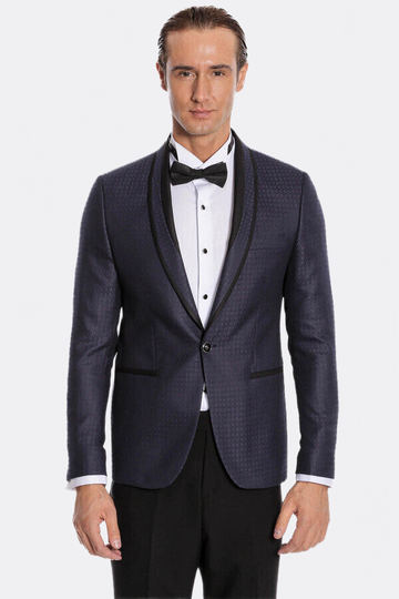 Men's Maroon Micro-Patterned Shawl Lapel 2-Piece Slim Fit Combination Tuxedo