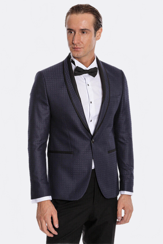 Men's Maroon Micro-Patterned Shawl Lapel 2-Piece Slim Fit Combination Tuxedo