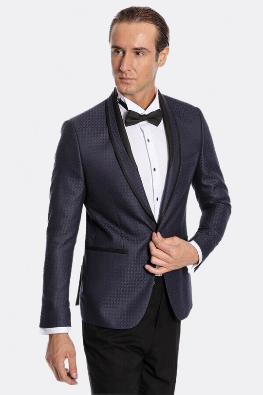 Men's Maroon Micro-Patterned Shawl Lapel 2-Piece Slim Fit Combination Tuxedo
