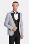 Men's Silver Grey Micro-Dot 3-Piece Slim Fit Combination Tuxedo