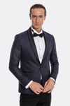 Men's Maroon Micro-Patterned Shawl Lapel 2-Piece Slim Fit Combination Tuxedo