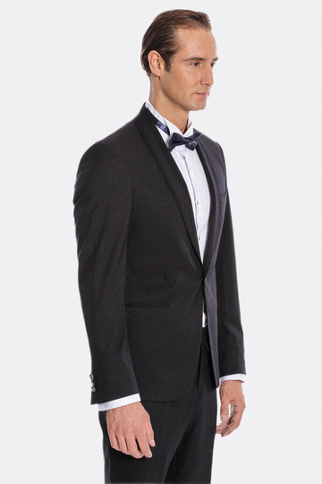Men's Midnight Navy Micro-Textured 2-Piece Slim Fit Tuxedo with Shawl Lapel