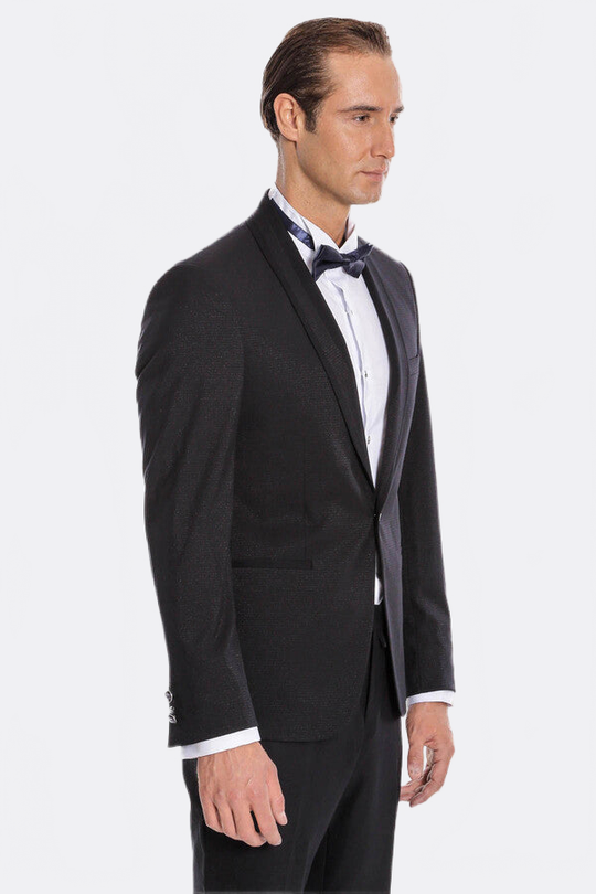 Men's Midnight Navy Micro-Textured 2-Piece Slim Fit Tuxedo with Shawl Lapel