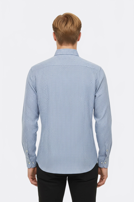 Houndstooth Slim Fit Sky Blue Shirt | Wessi