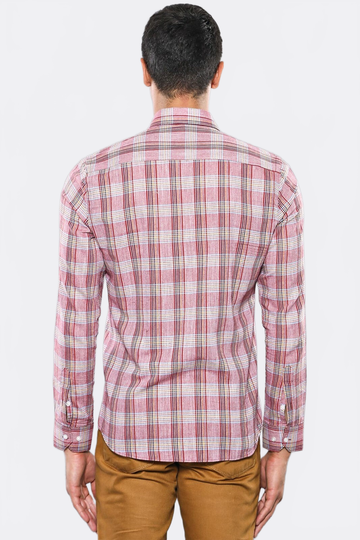 Slim Fit Burgundy Plaid Cotton Shirt — Wessi
