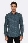Men's Green Slim Fit Bloom Patterned Shirt | Wessi