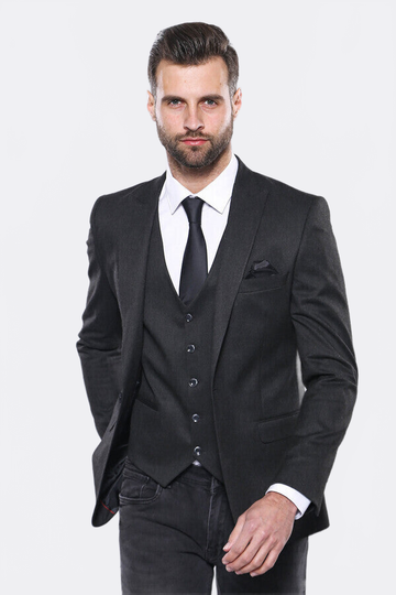 Men’s Smoked Grey Slim Fit 2-Piece Blazer & Waistcoat Set