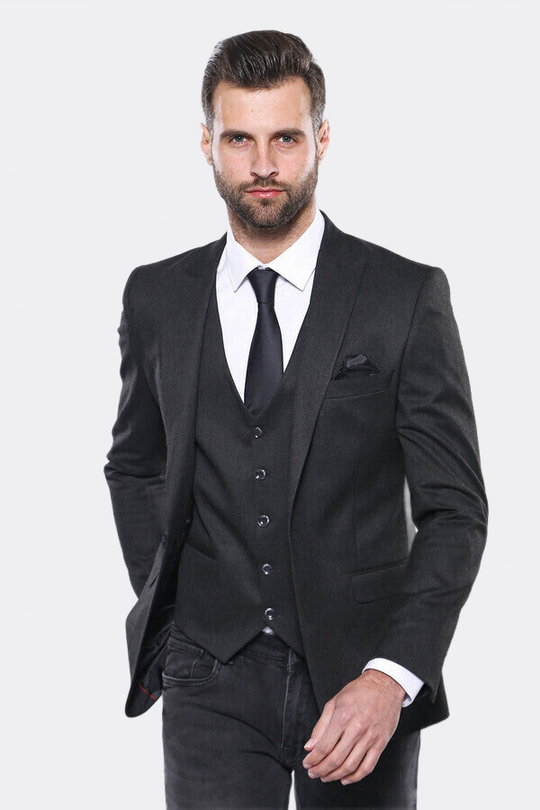Men’s Smoked Grey Slim Fit 2-Piece Blazer & Waistcoat Set