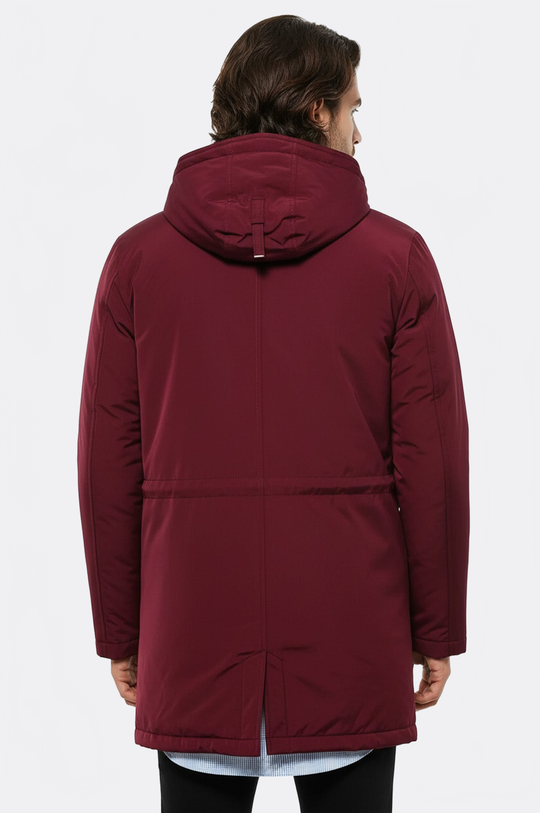 Burgundy Slim Fit Hooded Long Coat – Wessi