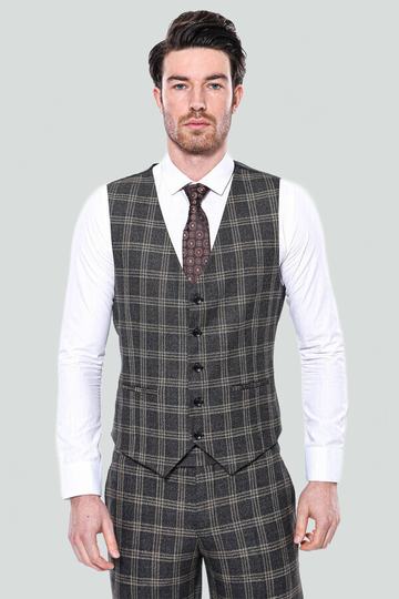 Black Slim Fit Plaid Waistcoat – Wessi