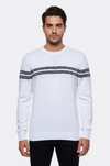 White Slim Fit Round Neck Chest Patterned Knit Jumper – Wessi