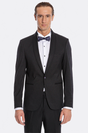 Men's Midnight Navy Micro-Textured 2-Piece Slim Fit Tuxedo with Shawl Lapel