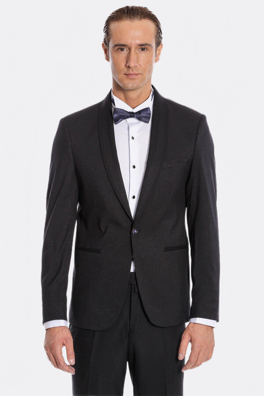 Men's Midnight Navy Micro-Textured 2-Piece Slim Fit Tuxedo with Shawl Lapel