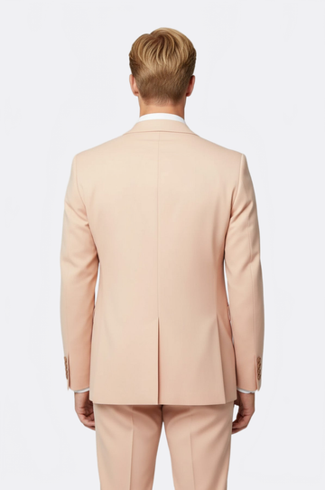 Men's Peach Single-Button 2-Piece Slim Fit Suit