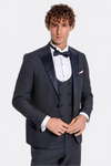 Men's Midnight Navy Jacquard Peak Lapel 3-Piece Slim Fit Tuxedo