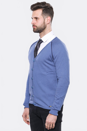 Sky Blue Slim Fit Cotton Cardigan – Wessi