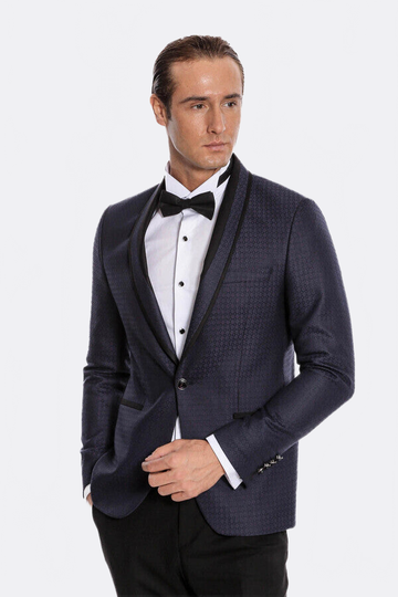 Men's Maroon Micro-Patterned Shawl Lapel 2-Piece Slim Fit Combination Tuxedo