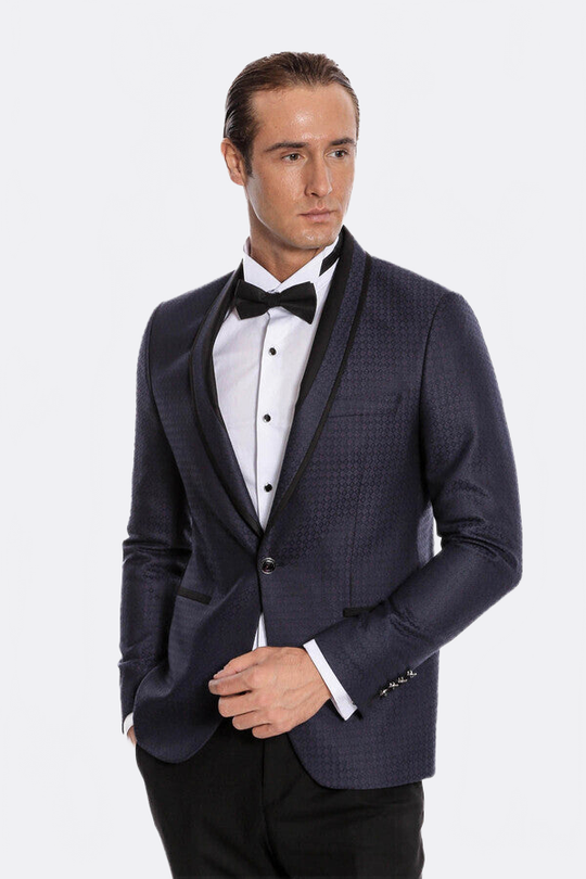 Men's Maroon Micro-Patterned Shawl Lapel 2-Piece Slim Fit Combination Tuxedo