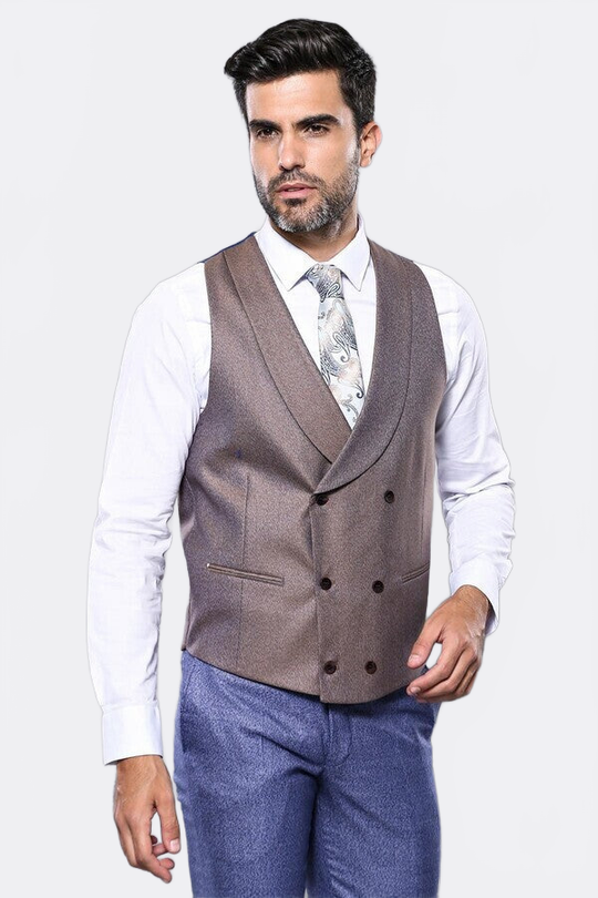 Men's Indigo Blue Windowpane Check 3-Piece Slim Fit Combination Suit