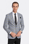 Men’s Blue & Black Glen Plaid Slim Fit Notch Lapel Sport Blazer